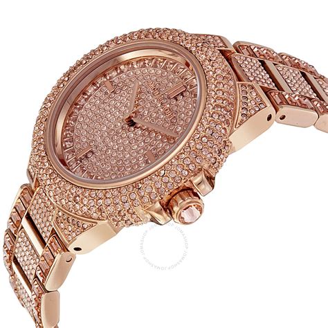 michael kors rose gold crystal watch|rose gold mk watch women's.